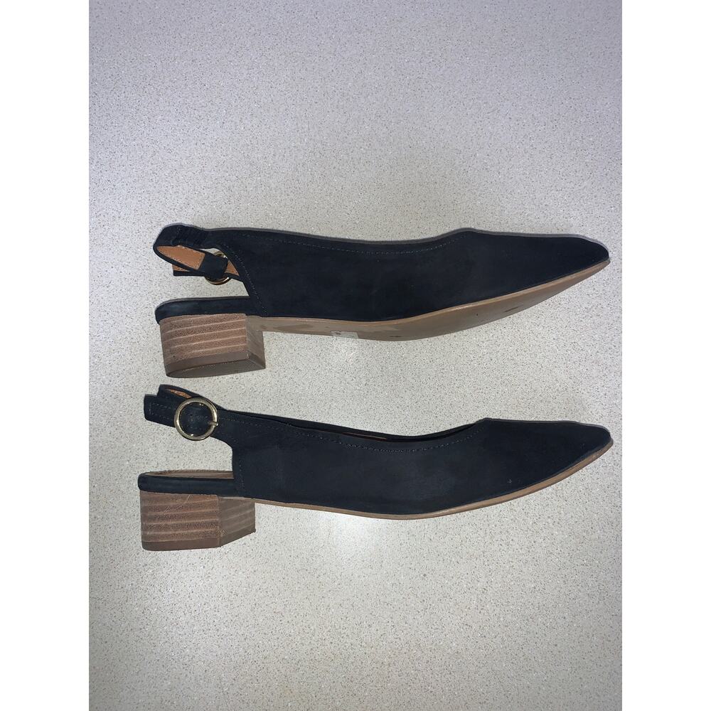 Anthropologie Seychelles Suede Sling Back Mules Black Size 8 - Picture 8 of 9